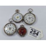 4 X SWISS HALL MARKED SILVER POCKET WATCHES