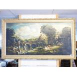 LARGE OIL PAINTING OF A COUNTRY SCENE 112 X 62 CMS