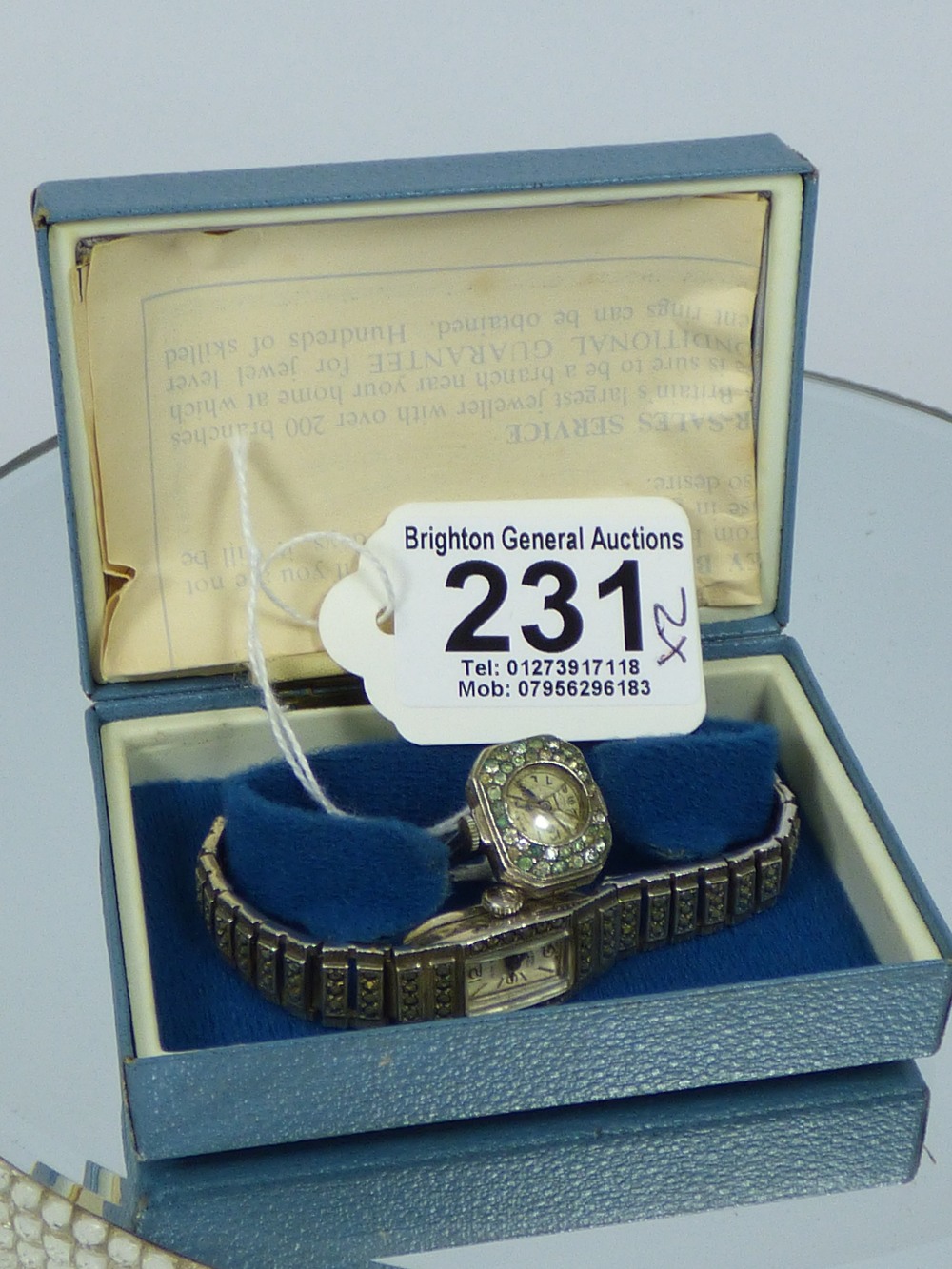 925 SILVER SWISS MADE COCKTAIL WATCH + WHITE METAL RING WATCH - Image 8 of 8