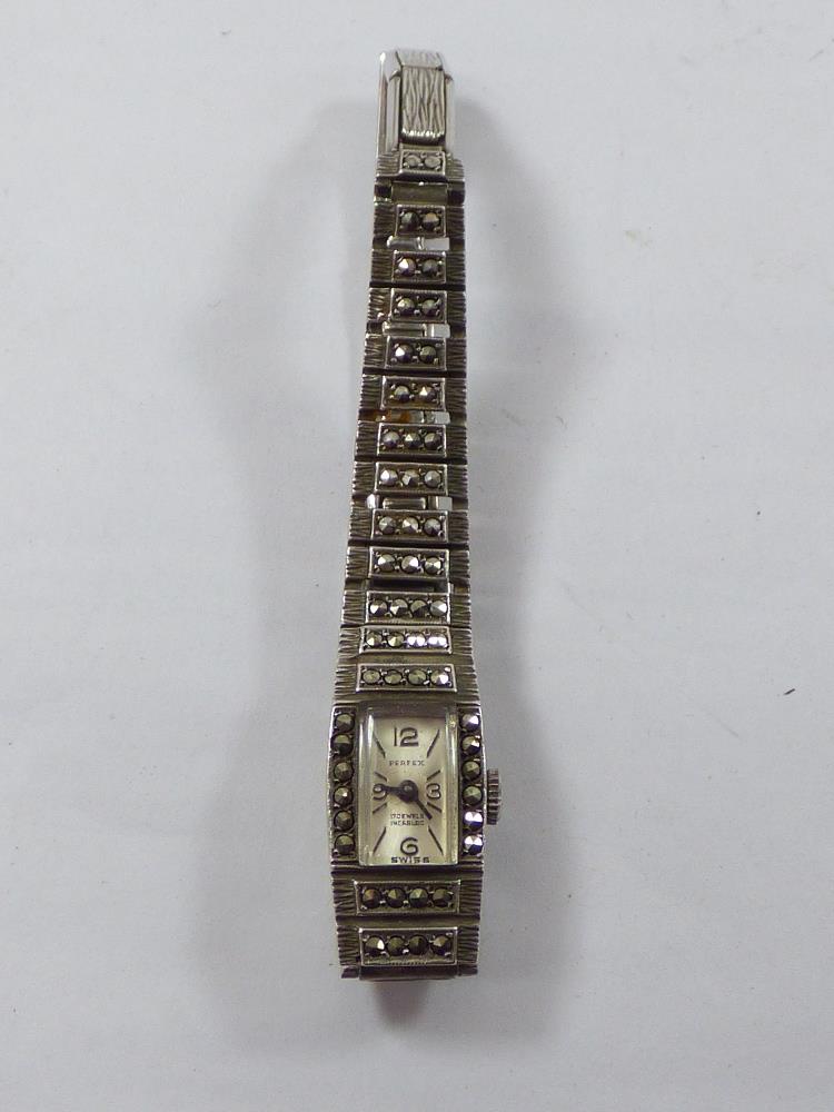 925 SILVER SWISS MADE COCKTAIL WATCH + WHITE METAL RING WATCH - Image 6 of 8