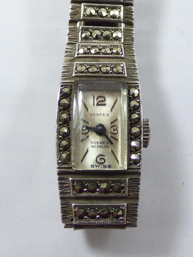 925 SILVER SWISS MADE COCKTAIL WATCH + WHITE METAL RING WATCH - Image 3 of 8