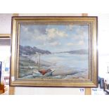 OIL PAINTING OF A COASTAL SCENE SIGNED J BOWYER