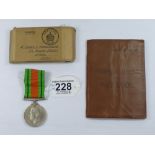 WW11 1939 - 1945 DEFENCE MEDAL + WW11 SOLDIERS SERVICE & PAY BOOK, BELONGING TO SERGEANT