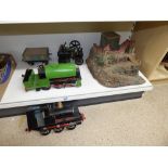 BOX OF O GAUGE MODEL RAILWAY ITEMS + CASTLE