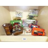 MIXED LOT INCLUDING BOXED DIE CAST VEHICLES & BINOCULARS