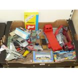 BOX OF VINTAGE VEHICLES, SOME BOXED, INCLUDING CORGI