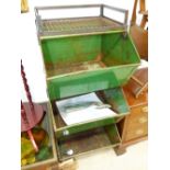 LARGE INDUSTRIAL METAL 3 SECTION STORAGE BIN