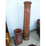 2 VINTAGE CHIMNEY POTS, 57 CMS & 150 CMS