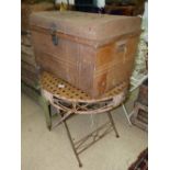 METAL GARDEN TABLE & METAL TRUNK