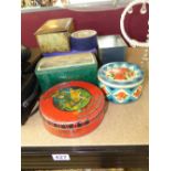 7 VINTAGE TINS / BOXES + BUTTONS