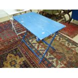 DISTRESSED BLUE FOLDING GARDEN TABLE