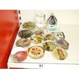 QUANTITY OF GLASS PAPERWEIGHTS + OTHERS