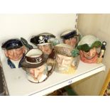 6 X ROYAL DOULTON CHARACTER JUGS INCLUDING LONG JOHN SILVER & ROBINSON CRUSOE