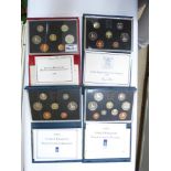 4 X ROYAL MINT UNITED KINGDOM PROOF COIN COLLECTIONS 1987, 1988, 1991 & 1992