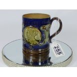 ROYAL DOULTON GLAZED STONEWARE EDWARD V11 CORONATION MUG