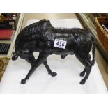 1960s BLACK LEATHER, STRAW STUFFED BULL 24 CMS