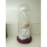 VICTORIAN FRENCH DOME CONTAINING 3 FACED BABY CURIOSITY DOLL ( DOME A/F ) 50 CMS