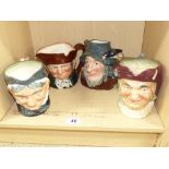 4 X ROYAL DOULTON CHARACTER JUGS INCLUDING RIP VAN WINKLE