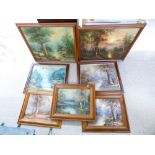 7 X FRAMED PAINTINGS OF COUNTRY SCENES
