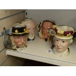 4 X ROYAL DOULTON CHARACTER JUGS D6712, D6698, D6729, & D 6749