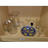QUANTITY OF VINTAGE GLASS INCLUDING ETCHED JUGS & BABYCHAM GLASS