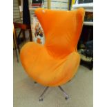 ORANGE SWIVEL CHAIR IN THE STYLE OF ARNE JACOBSEN