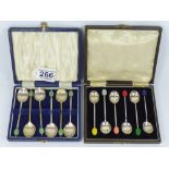 2 X ART DECO BOXED SETS OF COFFEE BEAN SPOONS