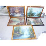 5 X FRAMED PAINTINGS OF COUNTRY SCENES