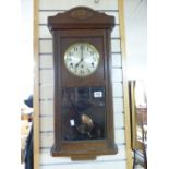 WOODEN CASED WALL CLOCK WITH PENDULUM