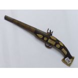 REPLICA NORTH AFRICAN FLINTLOCK PISTOL WITH BONE INLAY