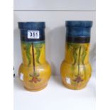 PAIR OF ARTS & CRAFTS BELGUIM POTTERY VASES 1 A/F