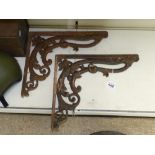 2 VICTORIAN CAST IRON DECORATIVE BRACKETS 35 X 40 CMS