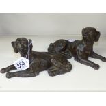 PAIR OF VICTORIAN BRONZED CAST IRON MODELS OF DOGS