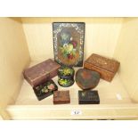 QUANTITY OF VINTAGE HANDPAINTED WOODEN BOXES + OTHERS