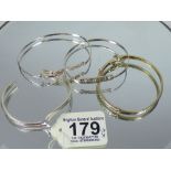 4 X MARKED 925 SILVER BANGLES