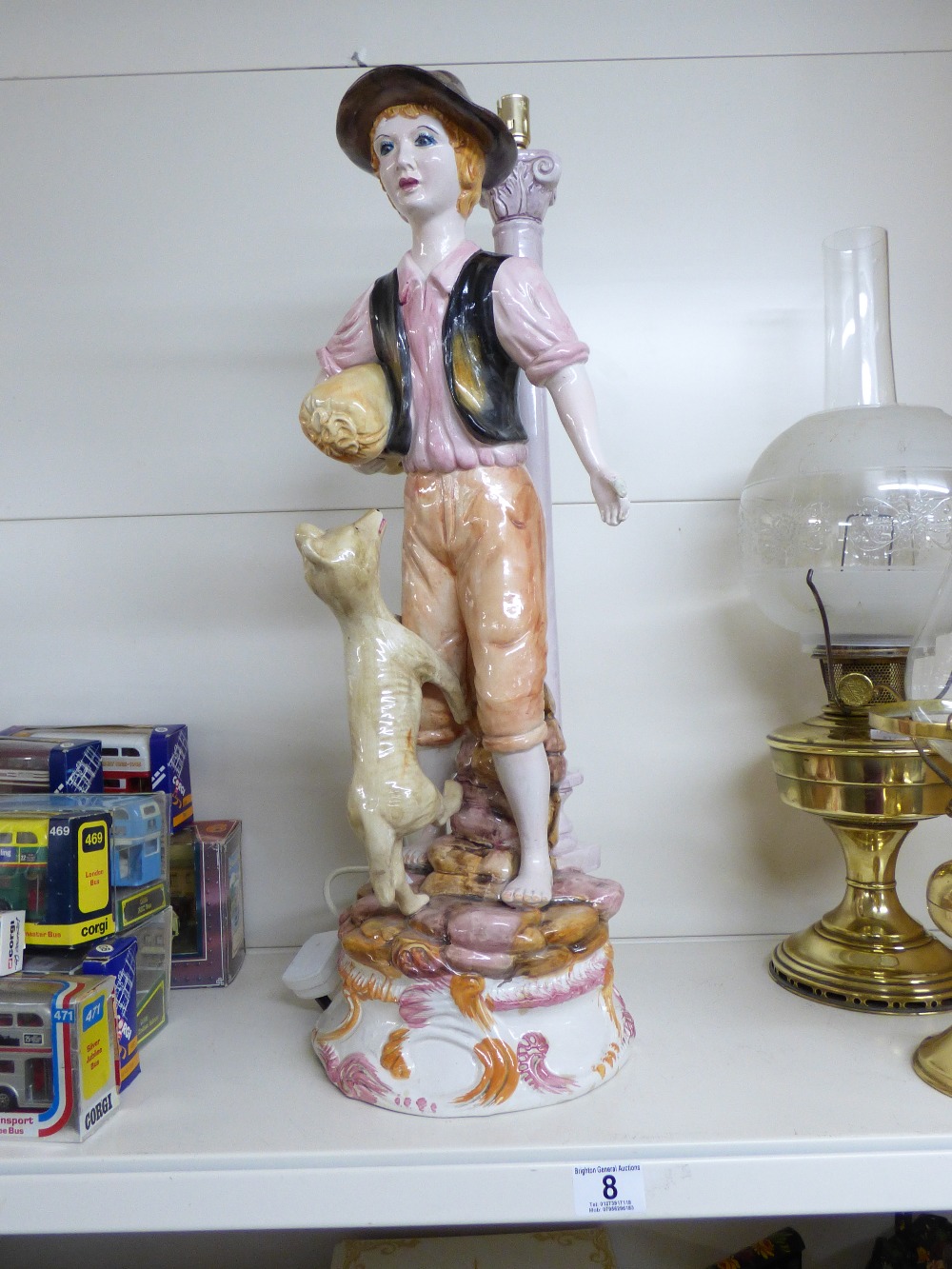 LARGE CERAMIC FIGURAL LAMP BASE MARKED V.BASSANO ITALY