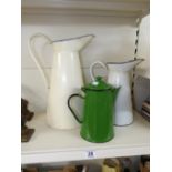 3 X VINTAGE ENAMEL JUGS