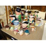 16 ASSORTED ROYAL DOULTON CHARACTER JUGS, VARIOUS SIZES