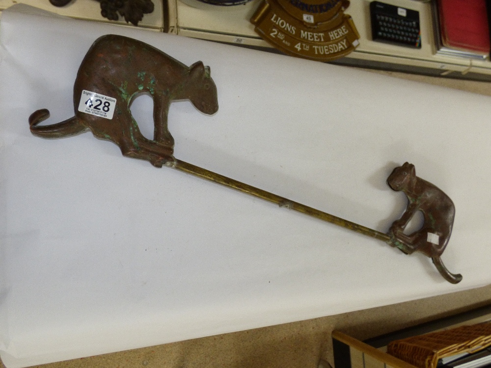 FRENCH COPPER AND BRASS WEATHER VANE WITH CATS A/F