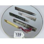 4 X MECHANICAL PENCILS, 1 X WHAL EVERSHARP SILVER PLATED, 1 X YARD-O-LEAD MARKED MORGAN REFRACTORIES