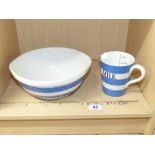 VINTAGE TG GREEN CORNISHWARE JUG & BOWL