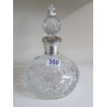 HALL MARKED SILVER TOPPED DECANTER ALSO MARKED 2.5.1953 24 CMS