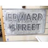 ALUMINIUM STREET SIGN 'EDWARD STREET' 38 X 63 CMS