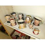 9 X ROYAL DOULTON CHARACTER JUGS INCLUDING HENRY VIII & HIS SIX WIVES