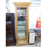 PINE DISPLAY CUPBOARD WITH BEVELLED GLASS