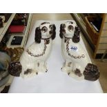 PAIR OF STAFFORDSHIRE MANTLE DOGS 24 CMS