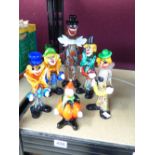 6 ITALIAN GLASS CLOWNS