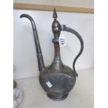 LARGE ANTIQUE PERSIAN REPOUSSE DECORATED COFFEE POT 40 CMS
