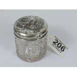 HALL MARKED SILVER LIDDED GLASS PIN JAR