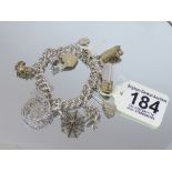 MARKED 925 SILVER CHARM BRACELET